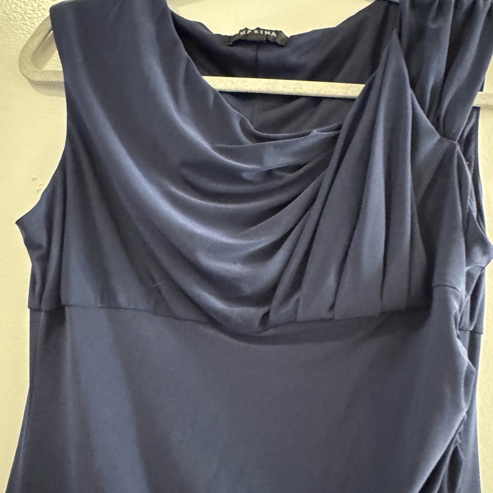 Elegant Navy Blue Sleeveless Cocktail Dress